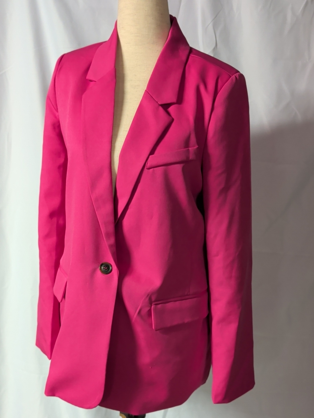 Women's Hot Pink Single-Button Blazer - Classic Tailored Fit